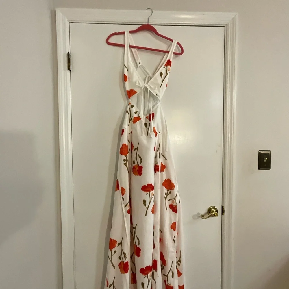 [Commense] Floral Cut-Out Tie-Back Flower MaxiDress NWT - Picture 5 of 13
